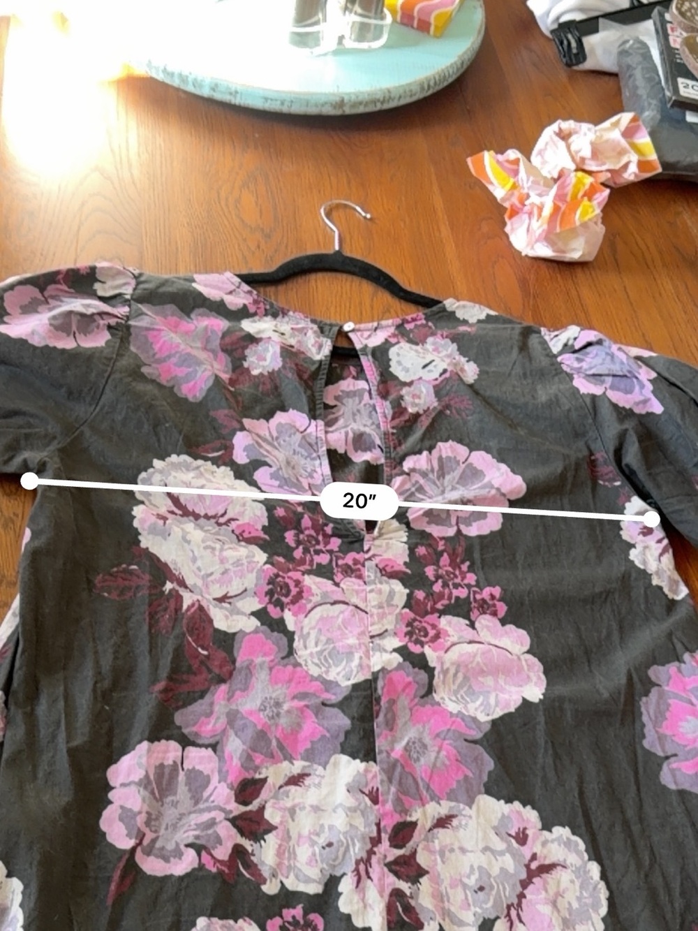 Free People Girls Floral Puff-Sleeve Dress in Pink and Gray - Picture 11 of 12